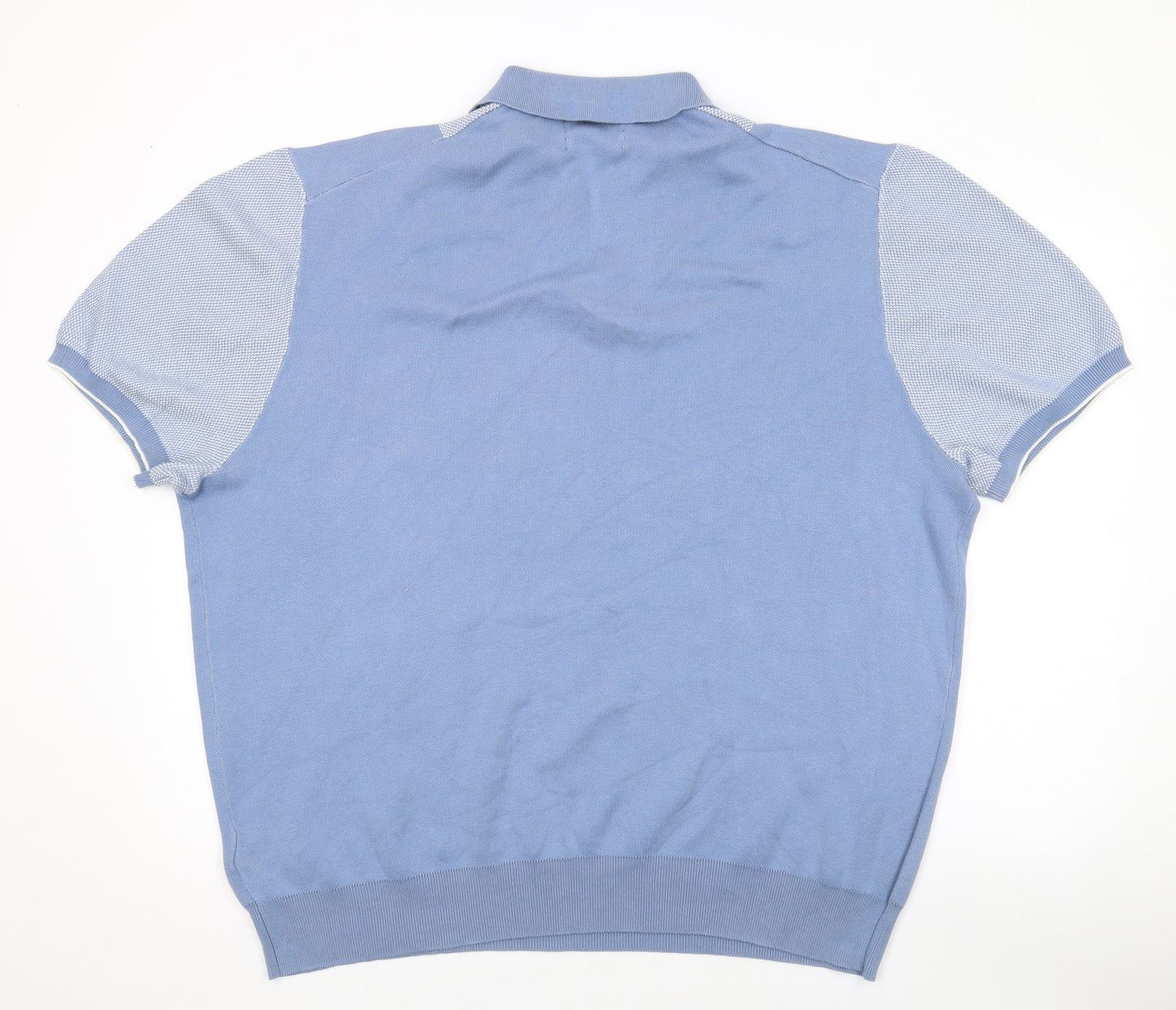 Marks and Spencer Mens Blue Cotton Polo Size 3XL Collared Button