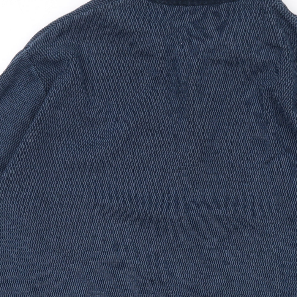 NEXT Mens Blue Collared Cotton Pullover Jumper Size M Long Sleeve