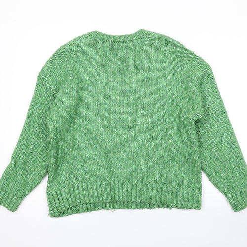 Marks and Spencer Womens Green V-Neck Polyamide Pullover Jumper Size M