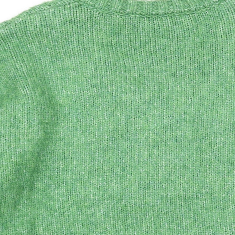 Marks and Spencer Womens Green V-Neck Polyamide Pullover Jumper Size M