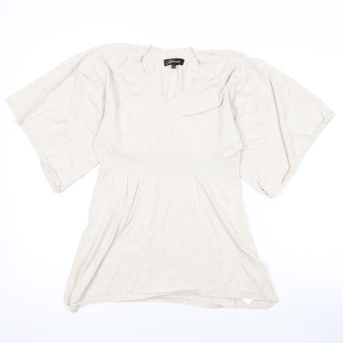 Love Knitwear Womens Beige V-Neck Acrylic Pullover Jumper Size 12