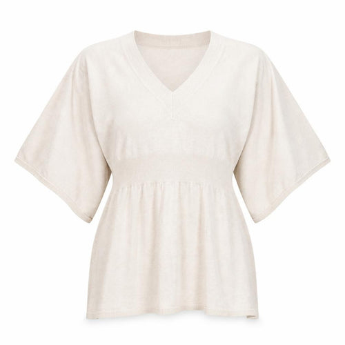 Love Knitwear Womens Beige V-Neck Acrylic Pullover Jumper Size 12