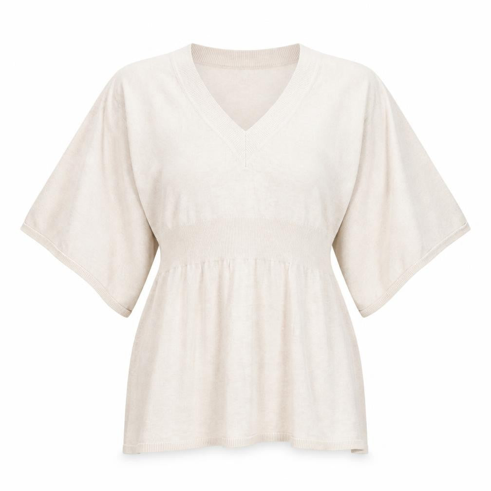 Love Knitwear Womens Beige V-Neck Acrylic Pullover Jumper Size 12
