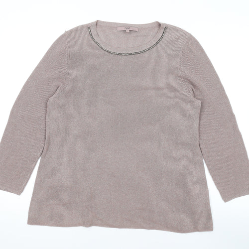 NEXT Womens Pink Scoop Neck Cotton Pullover Jumper Size 12