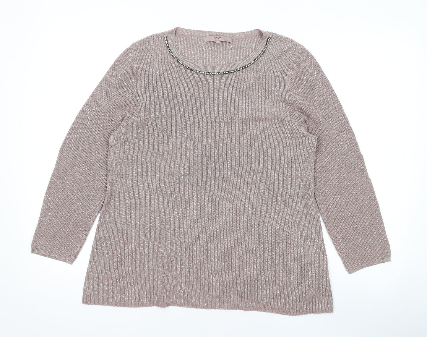 NEXT Womens Pink Scoop Neck Cotton Pullover Jumper Size 12