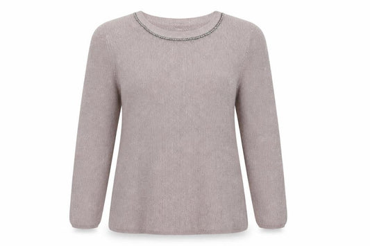 Front view of Next women’s pink scoop neck cotton jumper, size UK 12