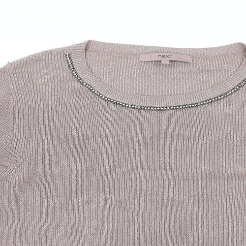 NEXT Womens Pink Scoop Neck Cotton Pullover Jumper Size 12