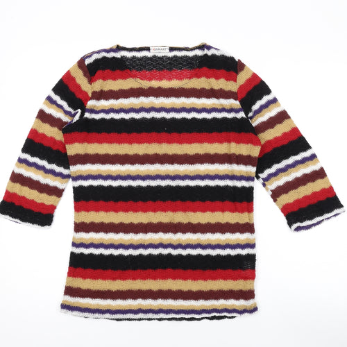 Damart Womens Multicoloured Scoop Neck Striped Acrylic Pullover Jumper Size 10
