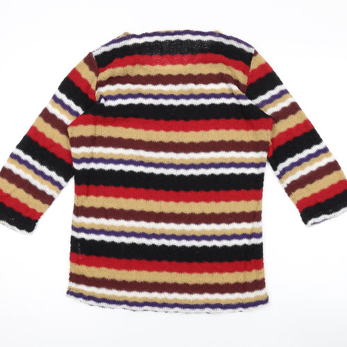 Damart Womens Multicoloured Scoop Neck Striped Acrylic Pullover Jumper Size 10