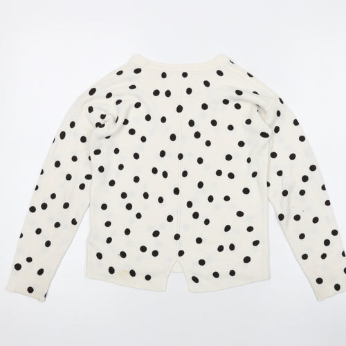 NEXT Girls Ivory Round Neck Polka Dot Acrylic Pullover Jumper Size 8 Years Pullover