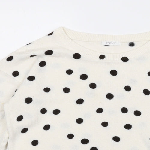 NEXT Girls Ivory Round Neck Polka Dot Acrylic Pullover Jumper Size 8 Years Pullover