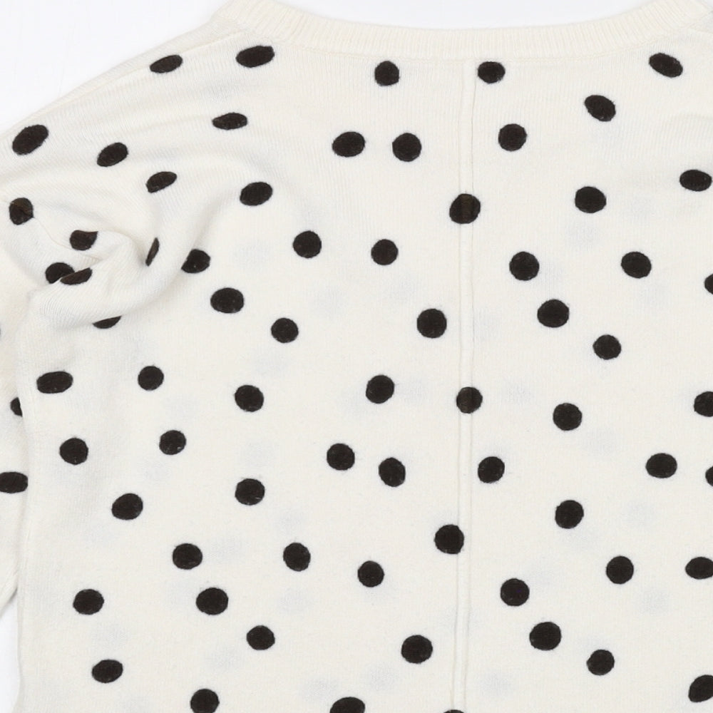NEXT Girls Ivory Round Neck Polka Dot Acrylic Pullover Jumper Size 8 Years Pullover