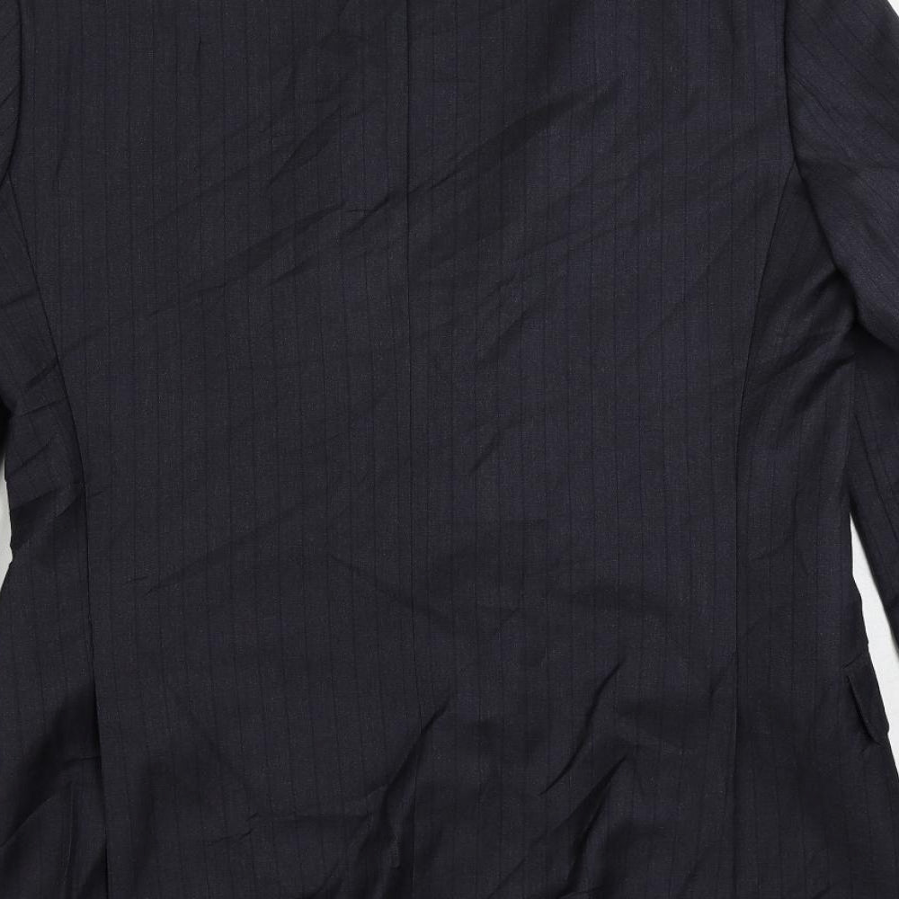 Marks and Spencer Mens Blue Striped Polyester Jacket Suit Jacket Size 42 Regular