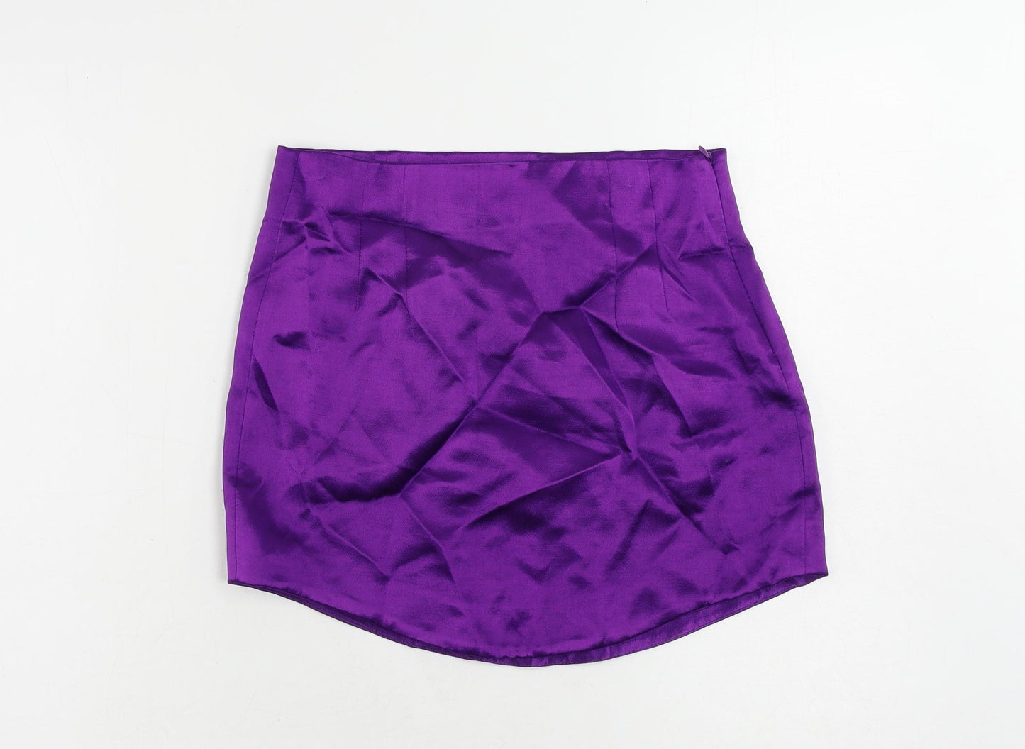 Zara Womens Purple Viscose Mini Skirt Size S Zip