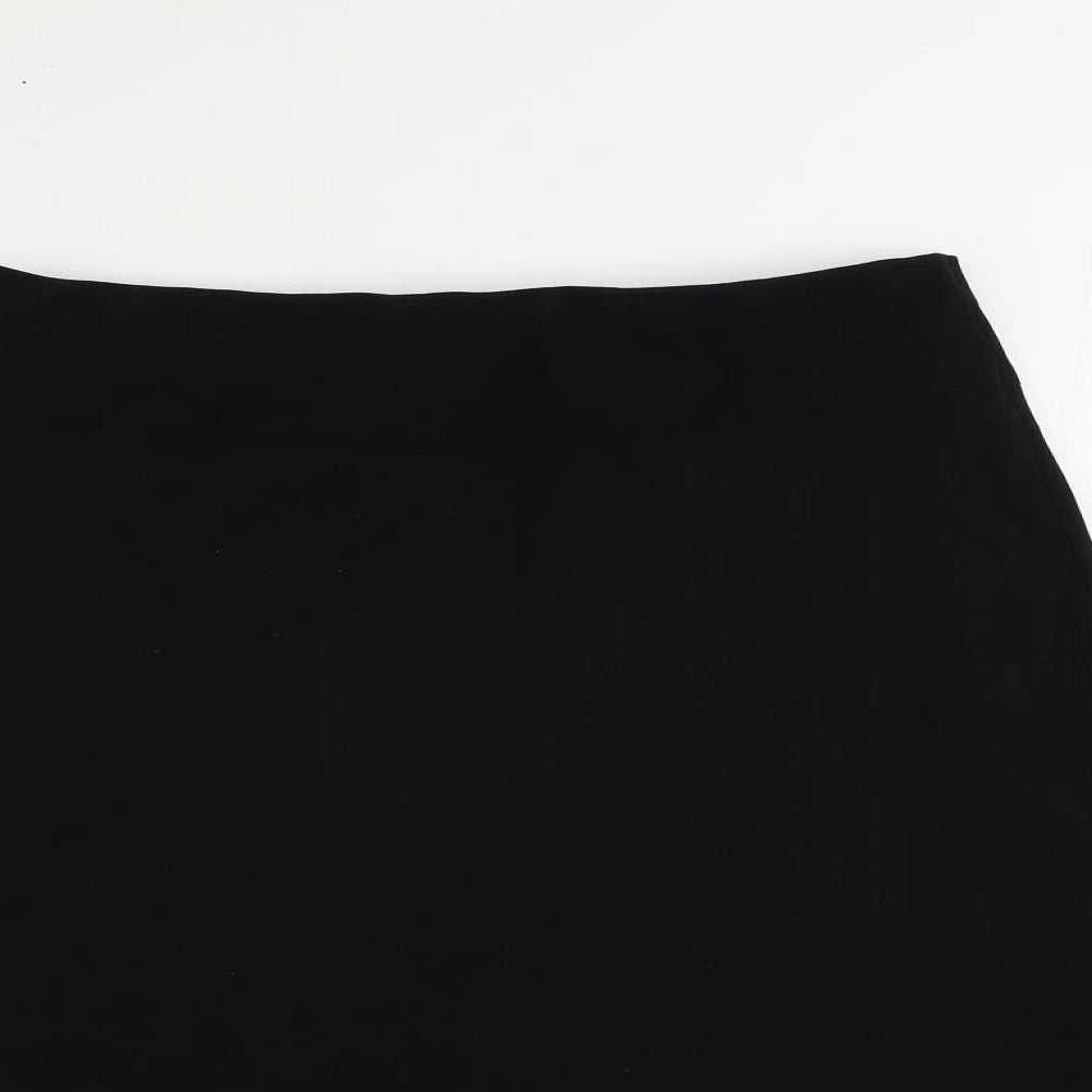 Marks and Spencer Womens Black Polyester A-Line Skirt Size 12 - Elastic Waist