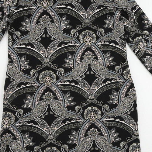 Wallis Womens Beige Paisley Polyester Shift Size 10 Round Neck Pullover - Neckline Detail