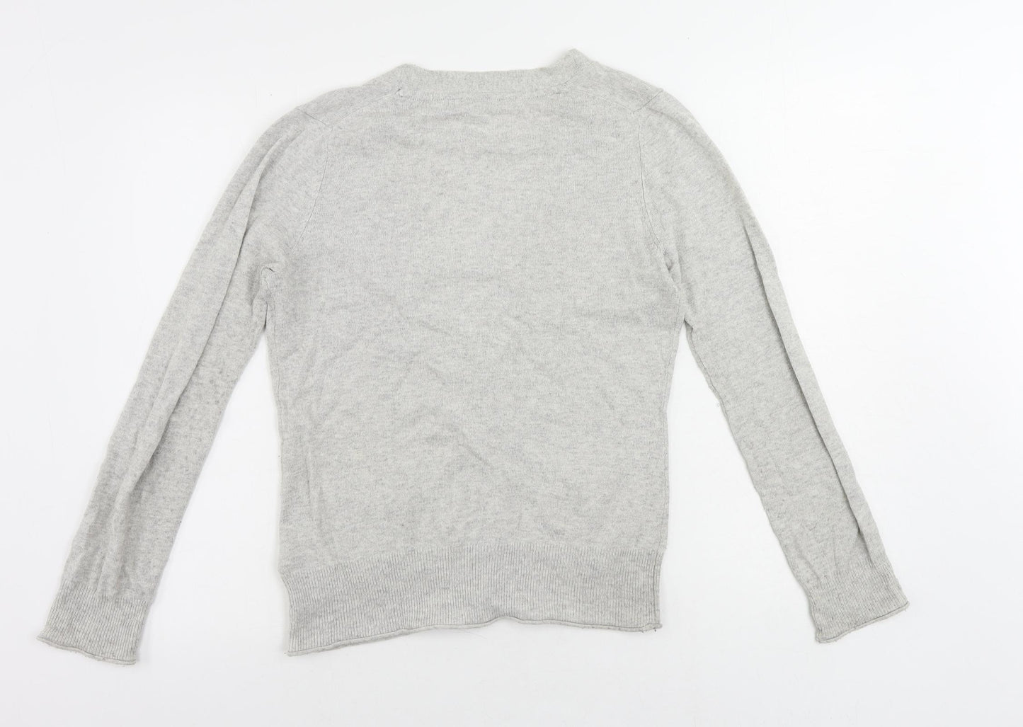 Boden Womens Grey V-Neck Cotton Cardigan Jumper Size 10