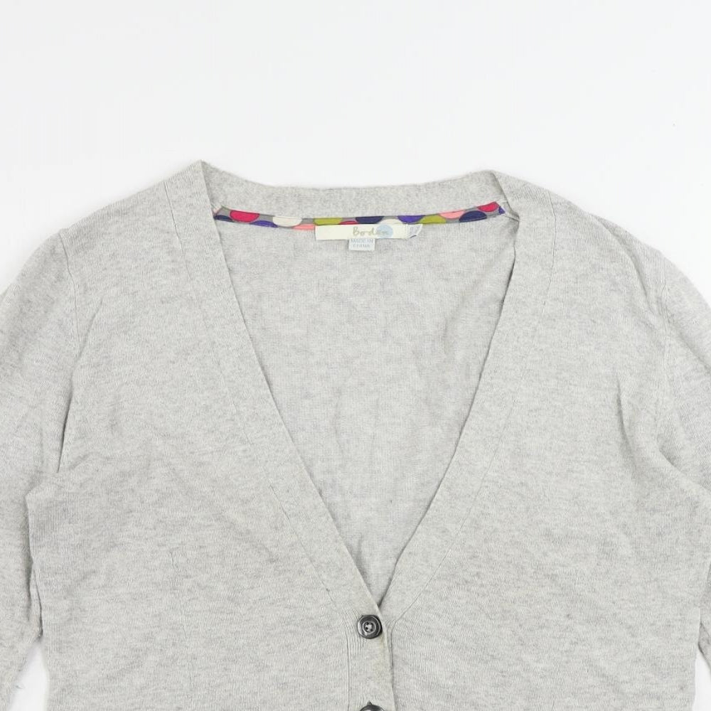 Boden Womens Grey V-Neck Cotton Cardigan Jumper Size 10