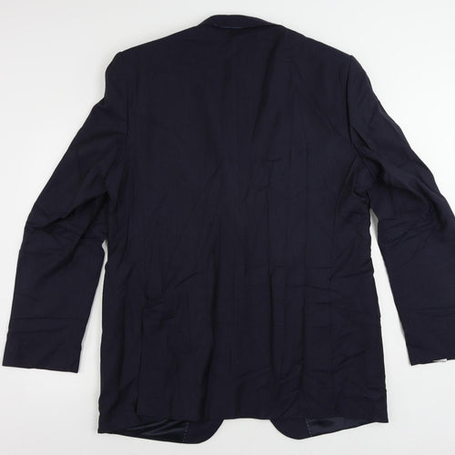 Marks and Spencer Mens Blue Striped Polyester Jacket Suit Jacket Size 46 Regular