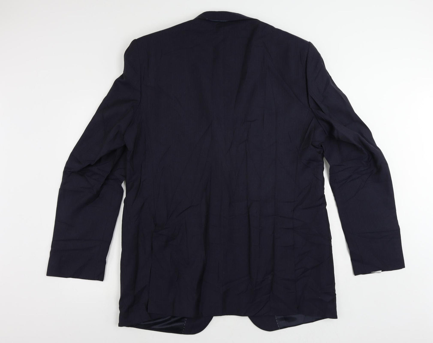 Marks and Spencer Mens Blue Striped Polyester Jacket Suit Jacket Size 46 Regular