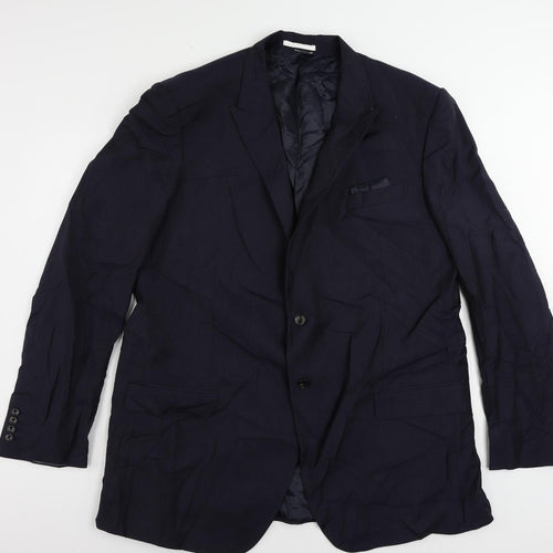 Marks and Spencer Mens Blue Striped Polyester Jacket Suit Jacket Size 48 Regular