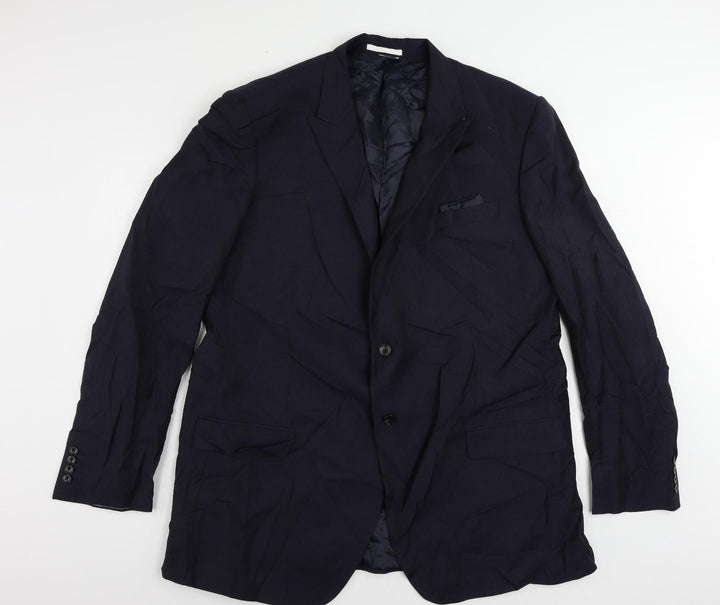 Marks and Spencer Mens Blue Striped Polyester Jacket Suit Jacket Size 48 Regular