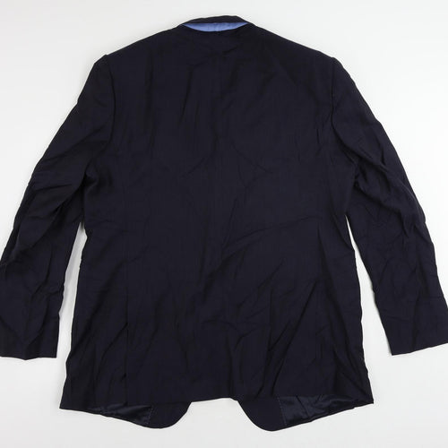 Marks and Spencer Mens Blue Striped Polyester Jacket Suit Jacket Size 48 Regular