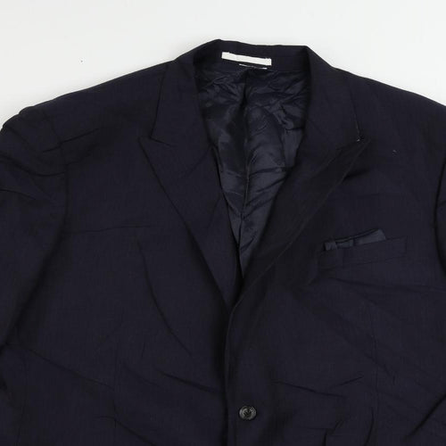 Marks and Spencer Mens Blue Striped Polyester Jacket Suit Jacket Size 48 Regular