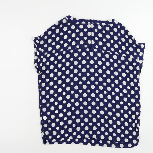 NEXT Womens Blue Polka Dot Polyester Basic Blouse Size 6 Round Neck