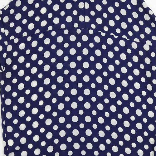 NEXT Womens Blue Polka Dot Polyester Basic Blouse Size 6 Round Neck