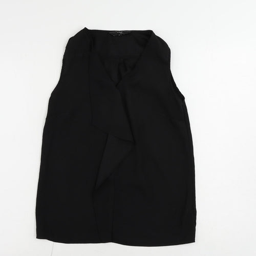 NEXT Womens Black Polyester Basic Blouse Size 6 V-Neck