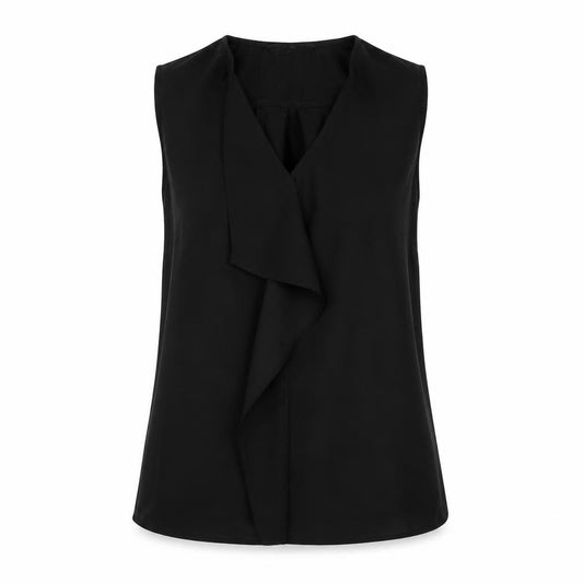Front view of Next women’s black polyester basic blouse, size UK 6, v-neck
