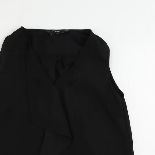 NEXT Womens Black Polyester Basic Blouse Size 6 V-Neck