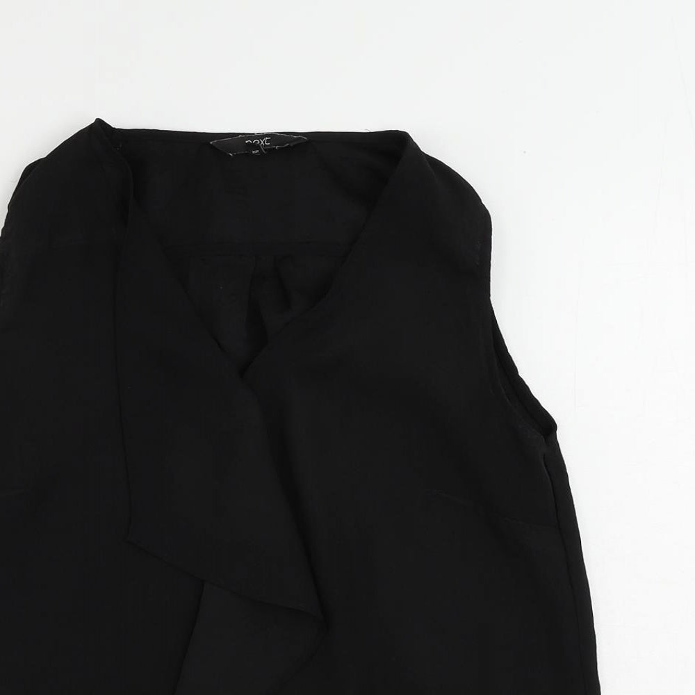 NEXT Womens Black Polyester Basic Blouse Size 6 V-Neck
