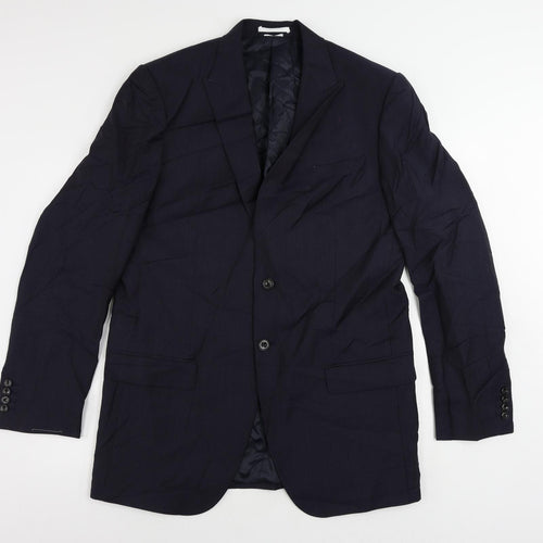 Marks and Spencer Mens Blue Striped Polyester Jacket Suit Jacket Size 42 Regular