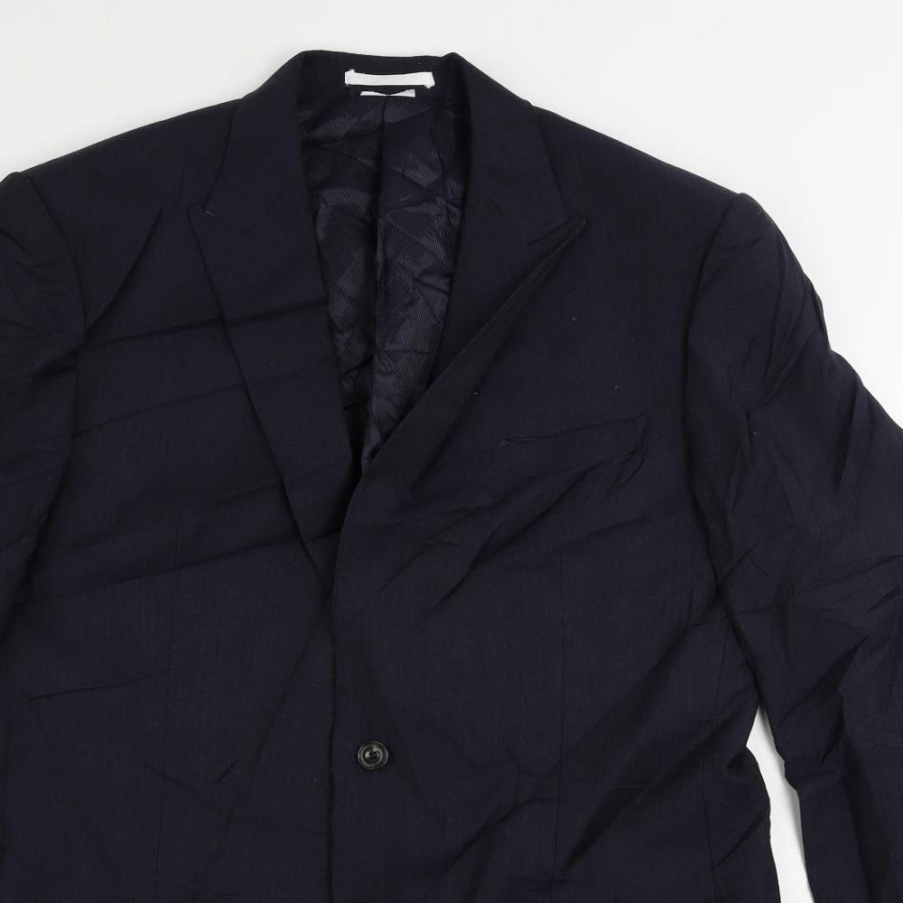 Marks and Spencer Mens Blue Striped Polyester Jacket Suit Jacket Size 42 Regular