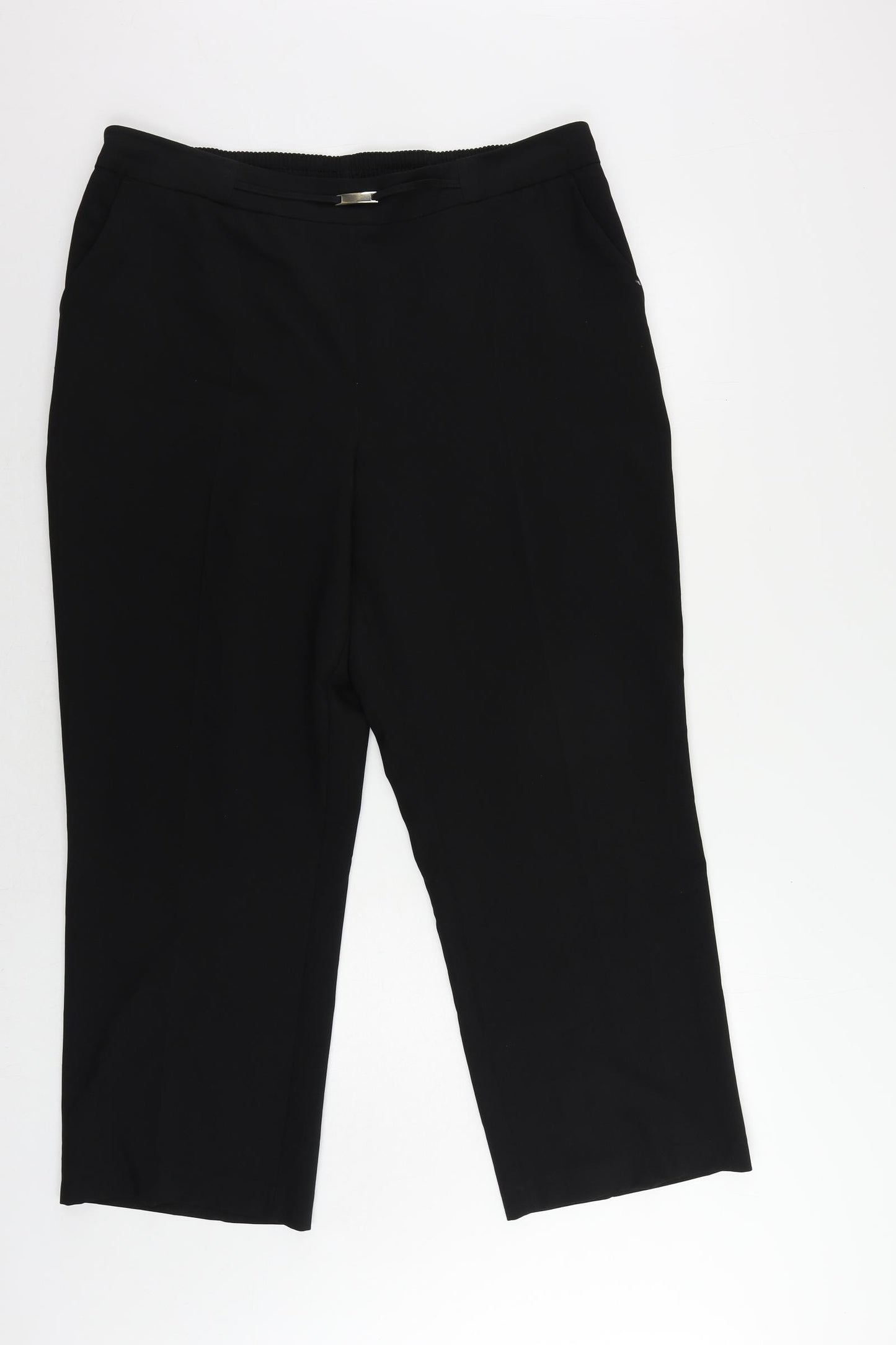 BHS Womens Black Polyester Trousers Size 16 L27 in Regular - Elastic Waist