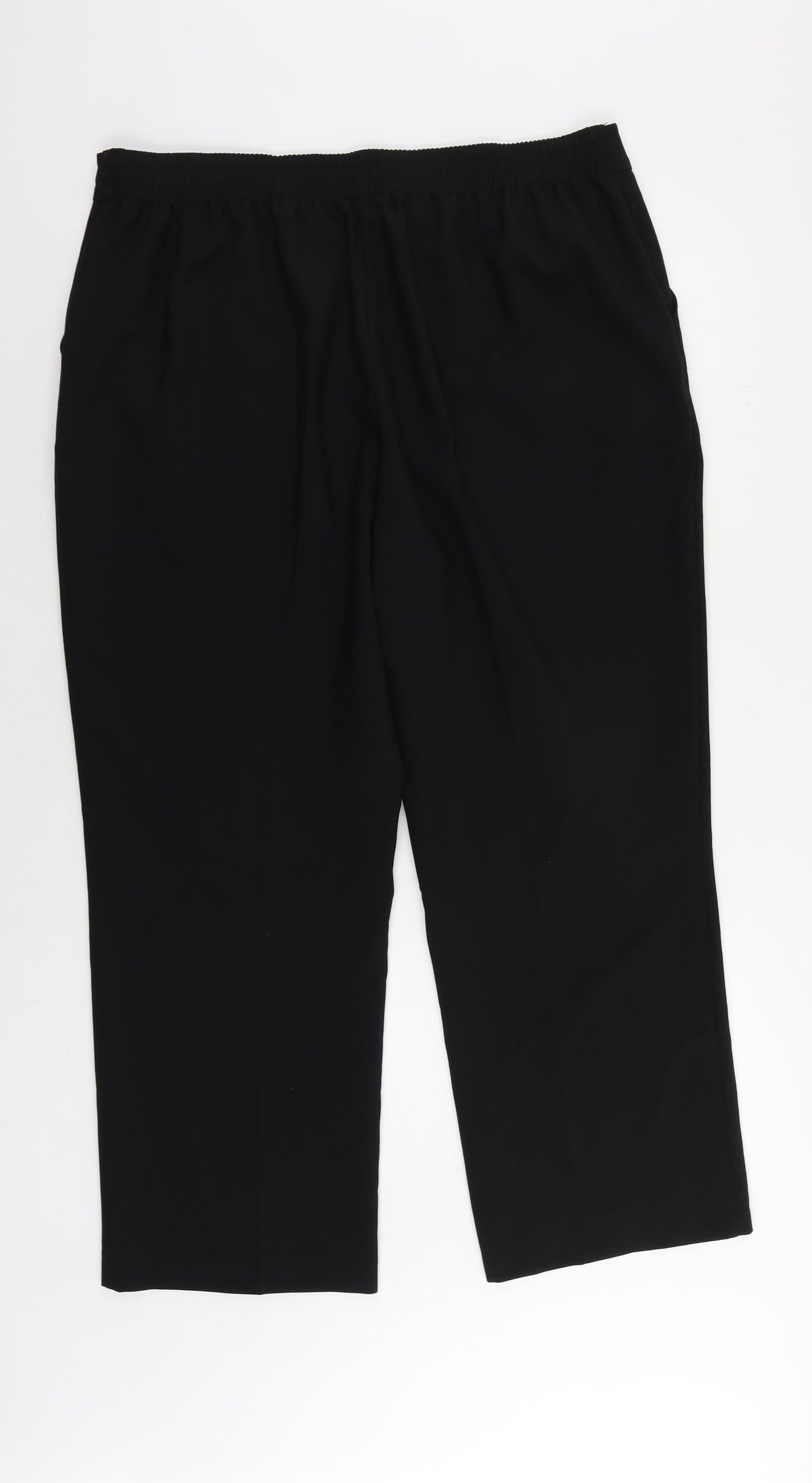 BHS Womens Black Polyester Trousers Size 16 L27 in Regular - Elastic Waist