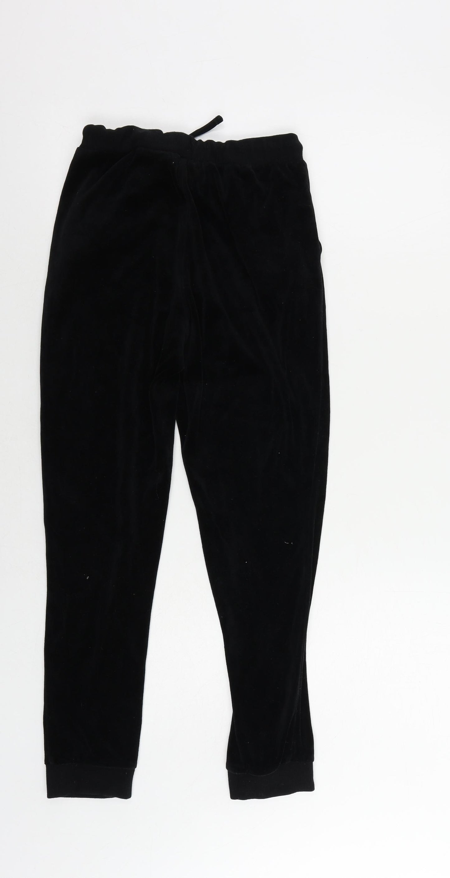 H&M Girls Black Polyester Jogger Trousers Size 12-13 Years Regular Drawstring - Embellished