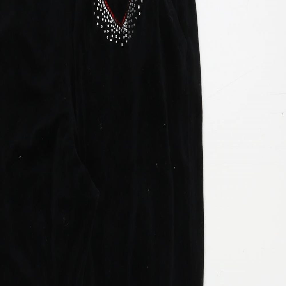 H&M Girls Black Polyester Jogger Trousers Size 12-13 Years Regular Drawstring - Embellished