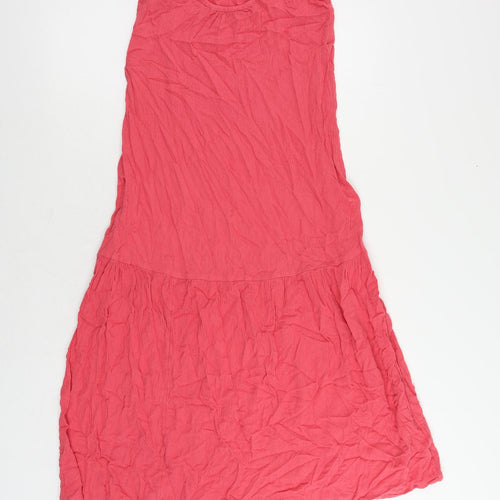 Marks and Spencer Womens Pink Viscose Slip Dress Size 6 Round Neck Pullover