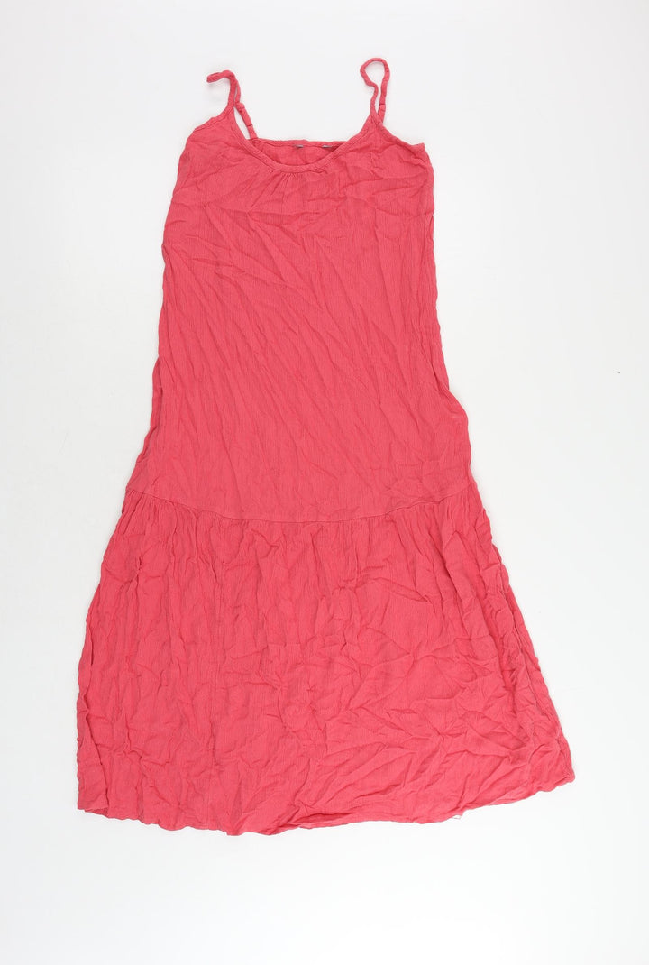 Marks and Spencer Womens Pink Viscose Slip Dress Size 6 Round Neck Pullover