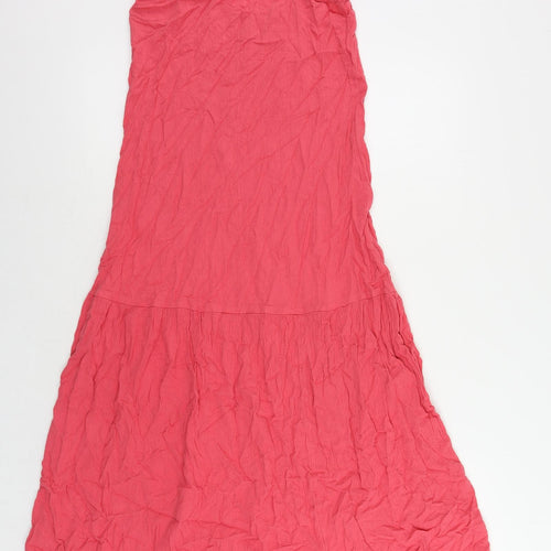 Marks and Spencer Womens Pink Viscose Slip Dress Size 6 Round Neck Pullover