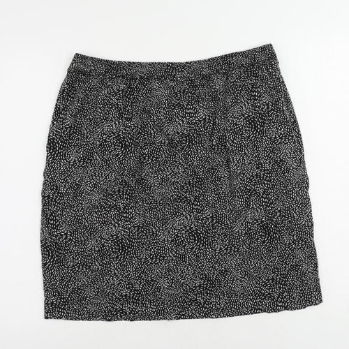 Q Garcia Womens Black Geometric Viscose Straight & Pencil Skirt Size XL - Pockets Elastic Waist