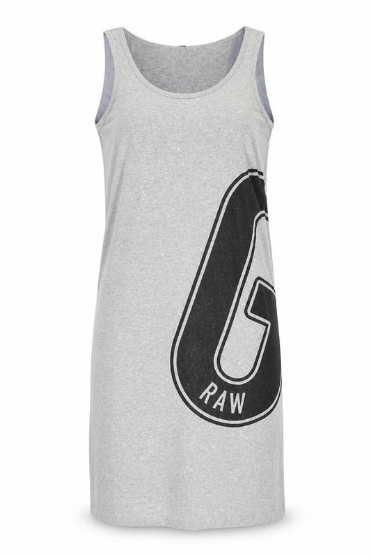 Front view of G-Star RAW women’s grey cotton tank dress, size L, scoop neck pullover