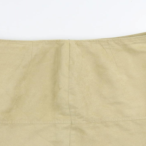 St Michael Womens Beige Polyester A-Line Skirt Size 16 Zip - Suede Effect