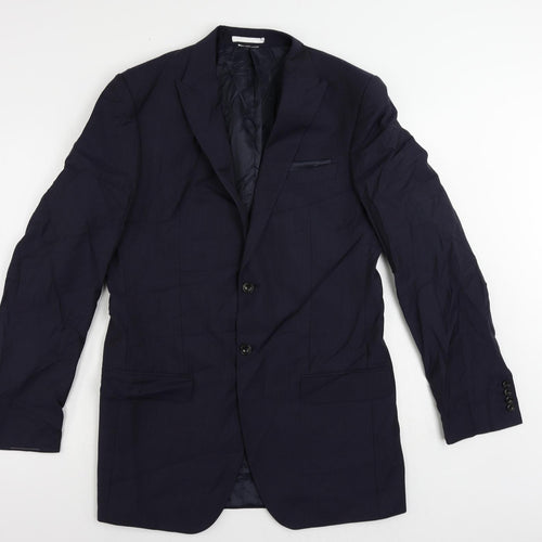 Marks and Spencer Mens Blue Striped Polyester Jacket Suit Jacket Size 40 Regular