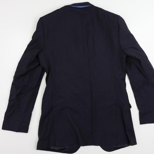 Marks and Spencer Mens Blue Striped Polyester Jacket Suit Jacket Size 40 Regular