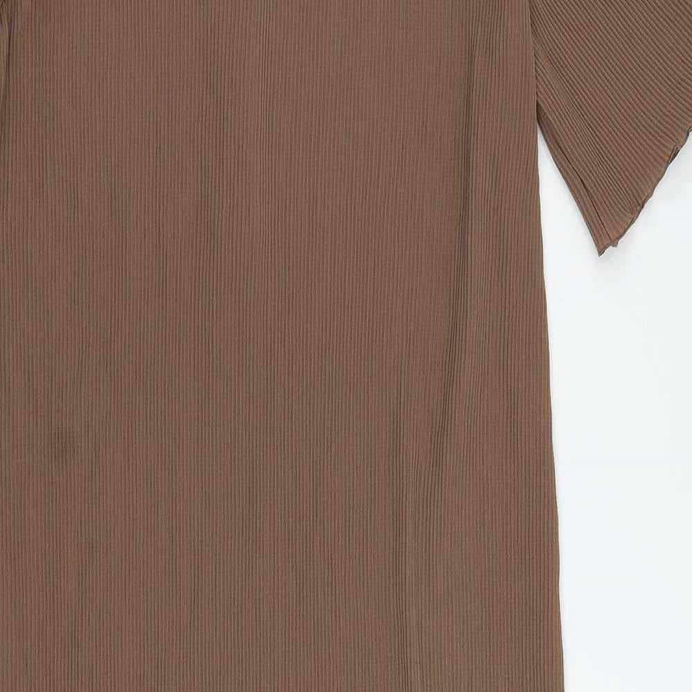 Arket Womens Brown Polyester Shirt Dress Size 16 Collared Button - Plisse