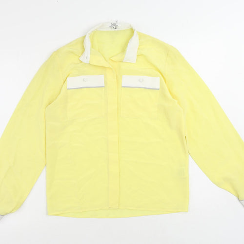Planet Womens Yellow Polyester Basic Button-Up Size 8 Collared